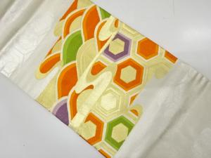 ヱ霞に波・亀甲模様織り出し　名古屋帯